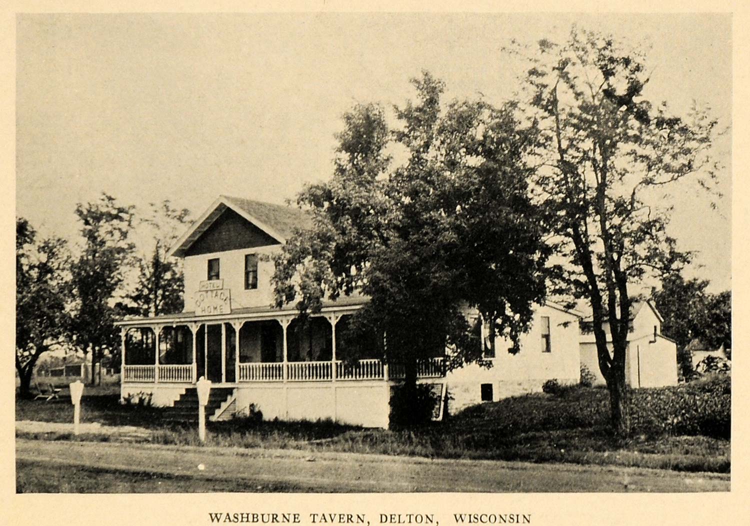 1926 Washburne Tavern Delton Wisconsin Hotel Inn Print ORIGINAL HISTORIC AT1