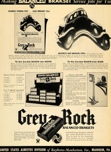 1935 Ad Grey Rock Balanced Braksets Asbestos Manheim - ORIGINAL ADVERTISING ATJ1