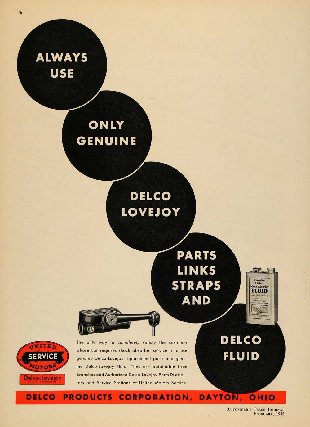 1935 Ad Delco Products Corporation Dayton Ohio Parts - ORIGINAL ADVERTISING ATJ1