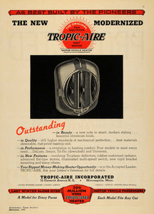 1935 Ad Tropic Aire Fan Hot Water Motor Vehicle Heater - ORIGINAL ATJ2