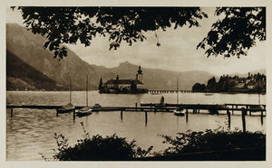 1928 Schloss Ort Castle Traunsee Lake Upper Austria - ORIGINAL PHOTOGRAVURE AUS2
