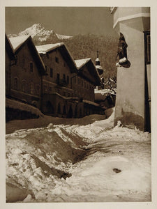 1928 Winter Snow Werfen Austria Photogravure Hielscher - ORIGINAL AUS2
