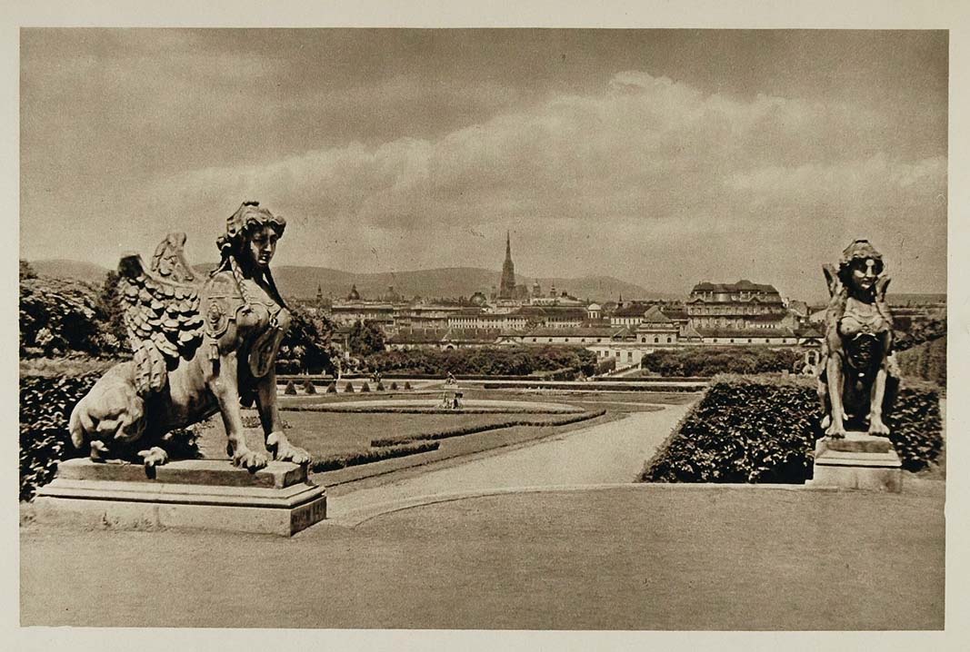 1928 View Vienna Belvedere Wien Austria Photogravure - ORIGINAL AUS2