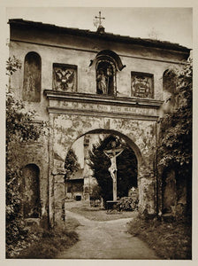 1928 Cemetery Gate Leoben Styria Austria Photogravure - ORIGINAL AUS2