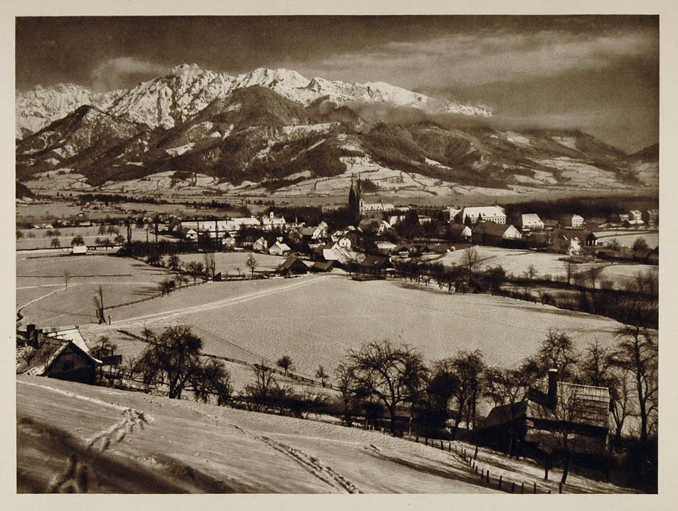 1928 Admont Styria Austria Austrian Town Winter Snow - ORIGINAL AUS2