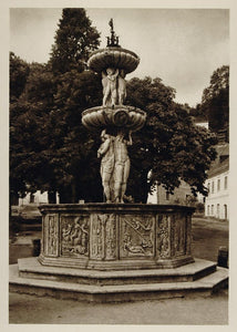 1928 Fountain Friesach Austria Austrian Photogravure - ORIGINAL AUS2