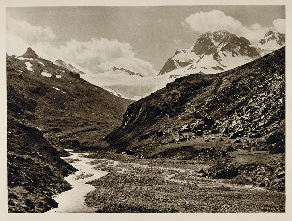 1928 Piz Buin Peak Montafon Valley Austria Landscape - ORIGINAL AUS2