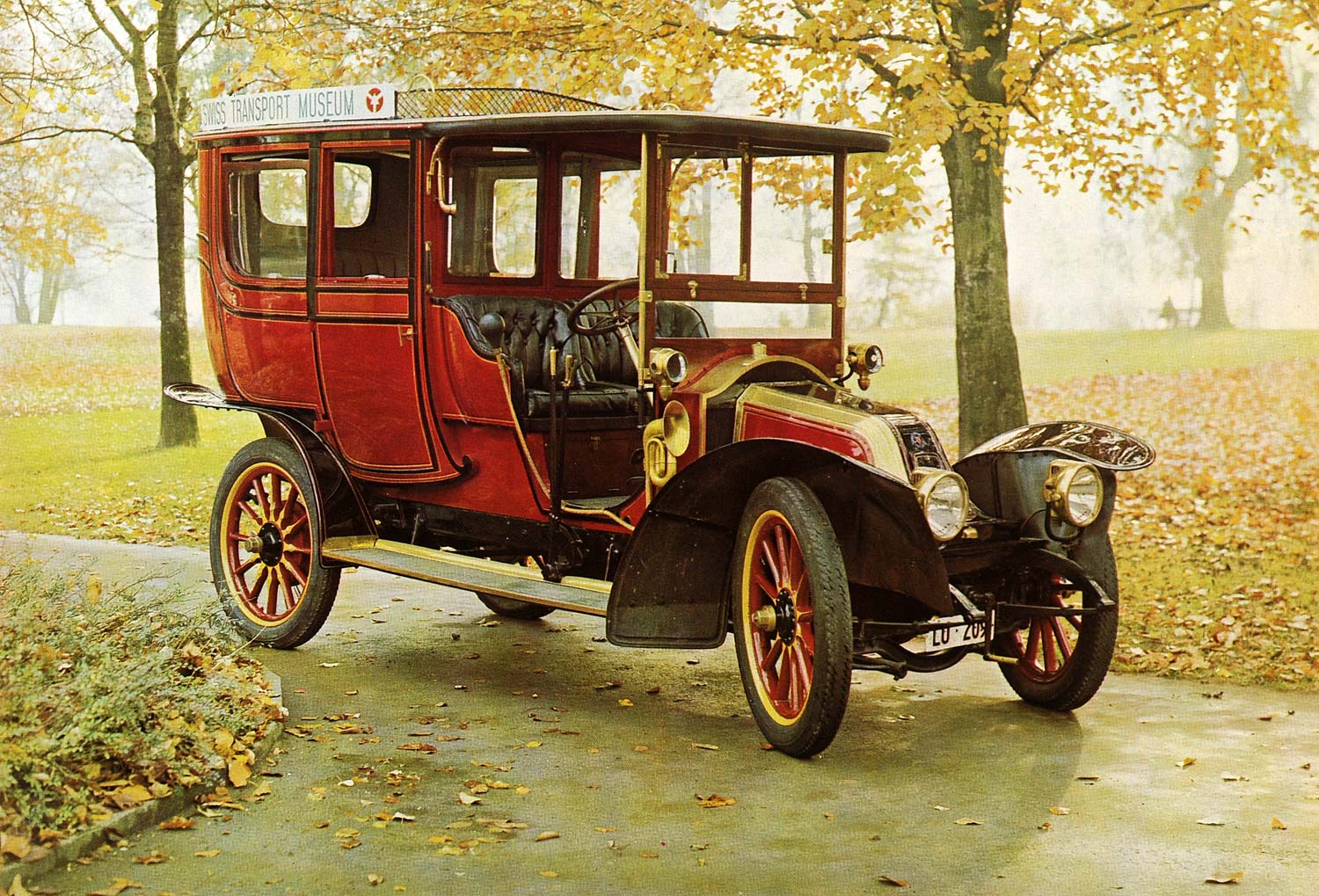 1967 Print Antique 1908 Renault Automobile Limousine Car Swiss Transport AUT1