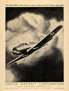 1937 Ad SB2U-1 Scout Bomber US Navy United Aircraft - ORIGINAL ADVERTISING AV1