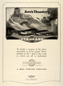 1918 Ad Standard Aircraft Logo Biplane Jove's Thunderbolt Vintage Plane AV2