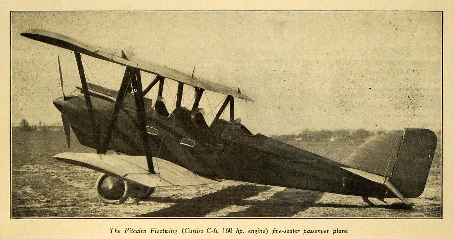 1926 Prints Pitcairn Fleetwing Curtiss C-6 Engine Motor Biplane Vintage AV2