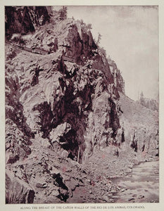 1893 Canyon Wall Rio de las Animas River Colorado Print - ORIGINAL AW2
