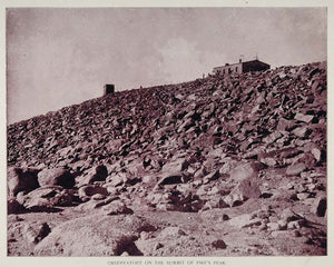 1893 Print Observatory Pikes Peak Summit Colorado - ORIGINAL HISTORIC IMAGE AW2