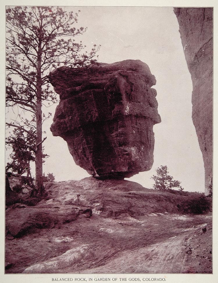 1893 Print Balanced Rock Garden of the Gods Colorado - ORIGINAL HISTORIC AW2