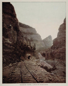 1893 Print Shoshone Tunnel Railroad Canyon Grand River ORIGINAL HISTORIC AW2