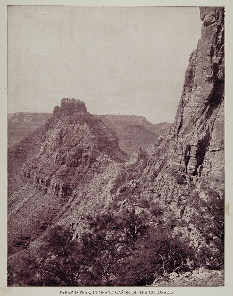 1893 Print Grand Canyon Pyramid Peak Rock Formation - ORIGINAL HISTORIC AW2