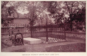 1893 Print Brigham Young Gravesite Salt Lake City Utah ORIGINAL HISTORIC AW2