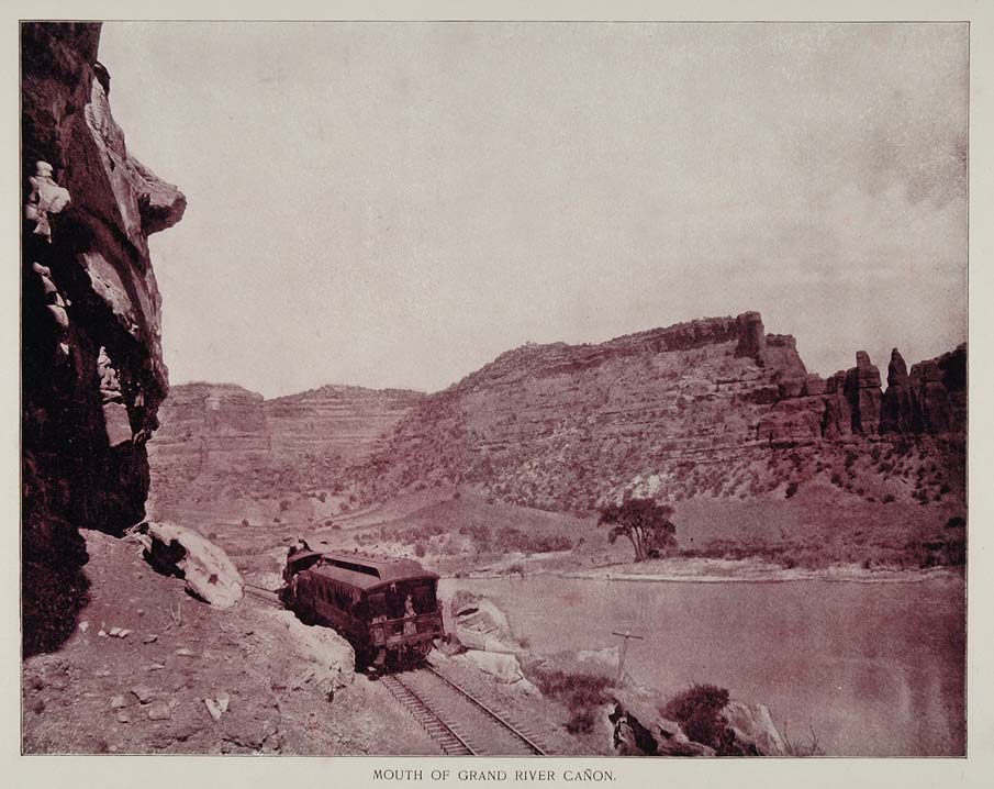 1893 Train Railroad Grand River Canyon Colorado Print - ORIGINAL AW2
