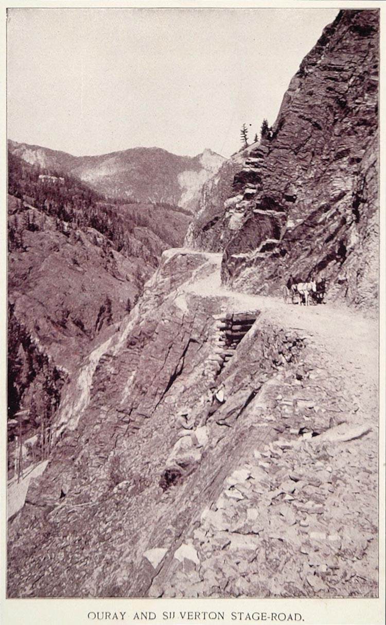 1893 Print Ouray Silverton Stage Road Mountain Colorado ORIGINAL HISTORIC AW2
