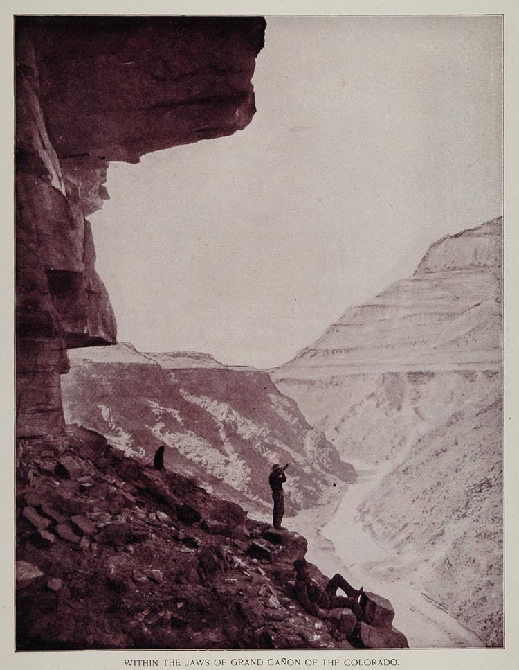 1893 Print Grand Canyon Wall Colorado River People NICE ORIGINAL HISTORIC AW2