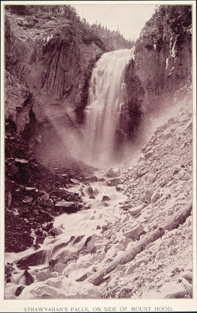1893 Mount Hood Waterfall Strawnahan's Falls OR Print - ORIGINAL AW2