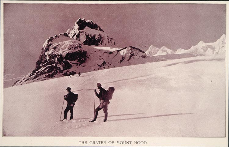 1893 Hikers Hiking Snow Crater Mount Hood Oregon Print - ORIGINAL AW2