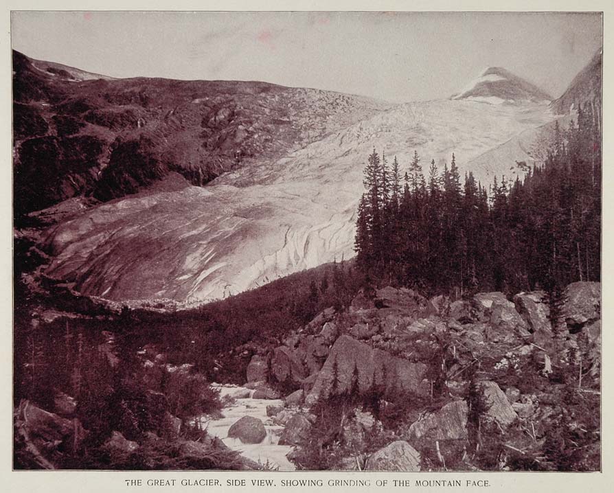 1893 Duotone Print Great Glacier Selkirk Mountains Buel - ORIGINAL AW2