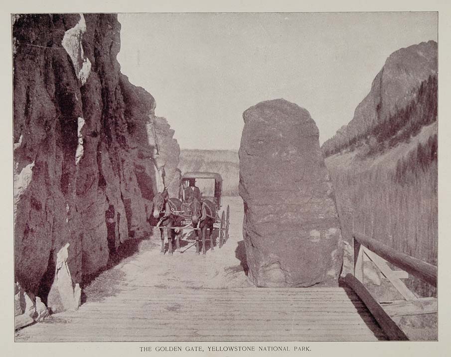 1893 Print Yellowstone Park Golden Gate Canyon Entrance ORIGINAL HISTORIC AW2
