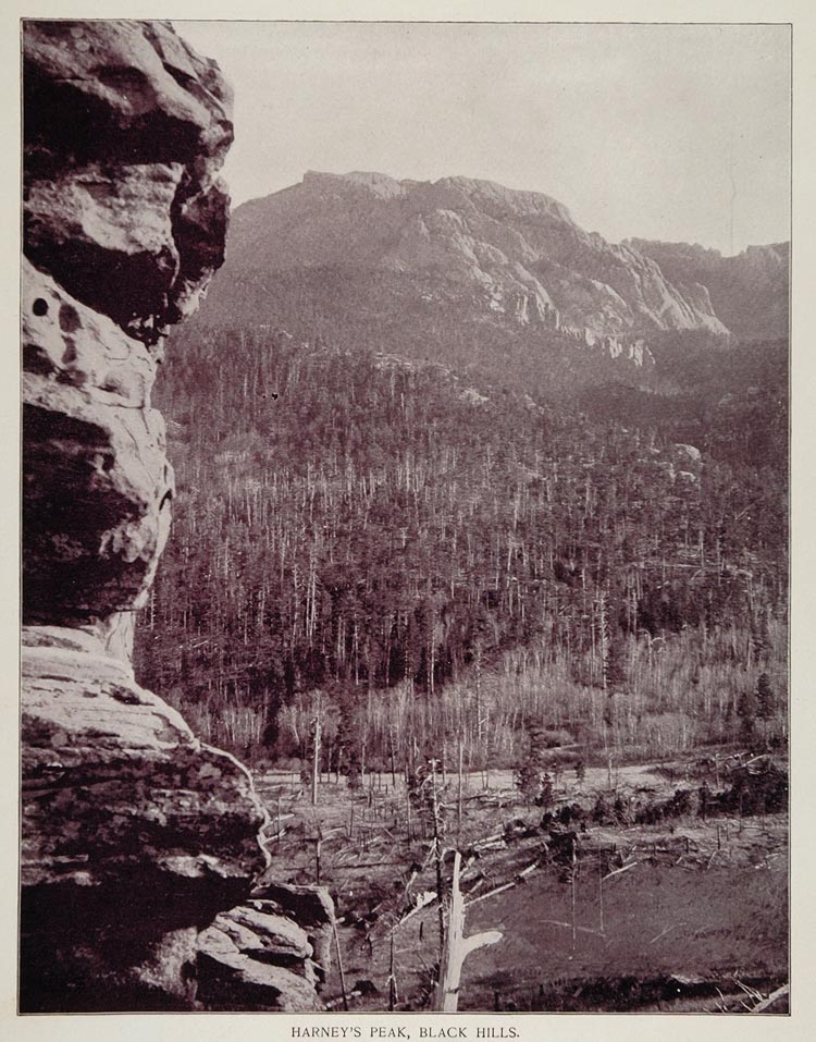 1893 Print Black Hills South Dakota Harney Peak View - ORIGINAL HISTORIC AW2