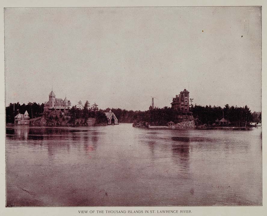 1893 Thousand Islands Mansions St. Lawrence River Print - ORIGINAL AW2