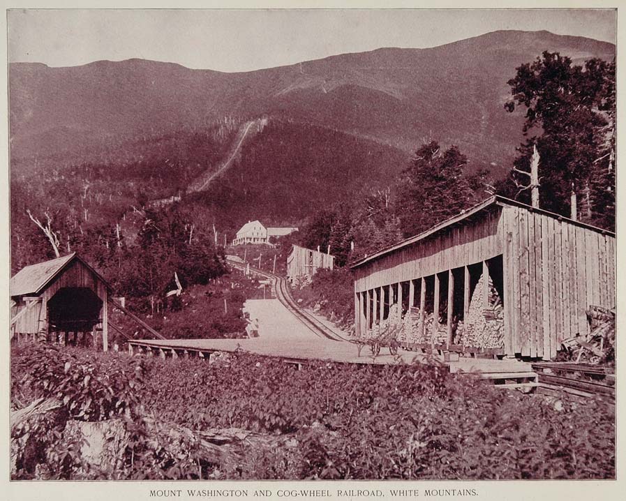 1893 Mount Washington Cog Wheel Railroad NH Print - ORIGINAL AW2
