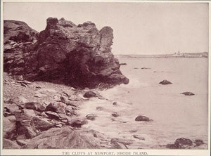 1893 Print Cliffs Rocks Cliff Walk Newport Rhode Island ORIGINAL HISTORIC AW2