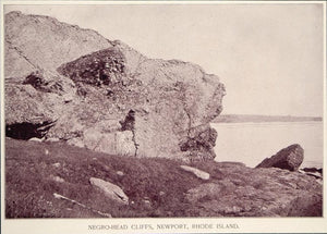 1893 Print Rock Formation Cliffs Newport Rhode Island ORIGINAL HISTORIC AW2