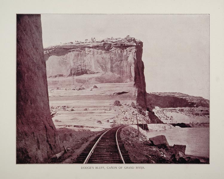 1893 Print Dodge's Bluff Canyon Grand River Colorado - ORIGINAL AW