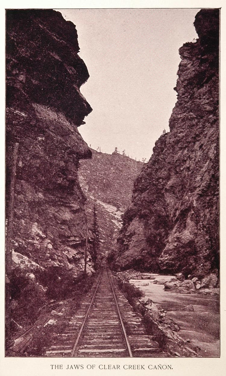 1893 Print Train Track Clear Creek Canyon Colorado Buel - ORIGINAL AW