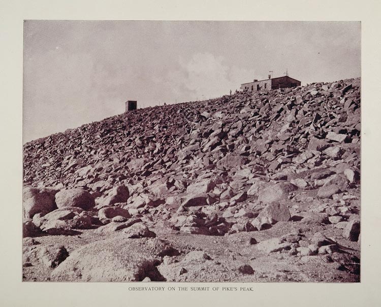 1893 Print Observatory Summit Pike's Peak Colorado Buel - ORIGINAL AW