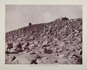 1893 Print Observatory Summit Pike's Peak Colorado Buel - ORIGINAL AW