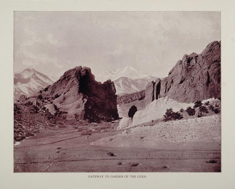 1893 Print Gateway Garden of the Gods Colorado Mountain - ORIGINAL AW
