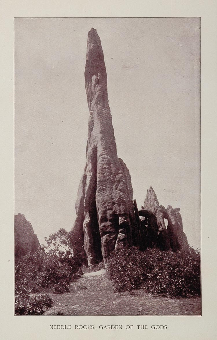 1893 Print Needle Rocks Garden of the Gods Colorado - ORIGINAL AW ...