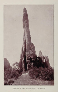 1893 Print Needle Rocks Garden of the Gods Colorado - ORIGINAL AW