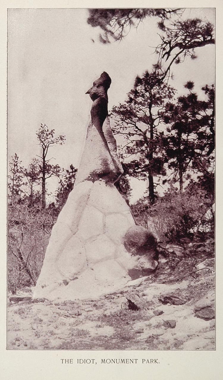 1893 Print Rock Formation Idiot Monument Park Colorado - ORIGINAL AW
