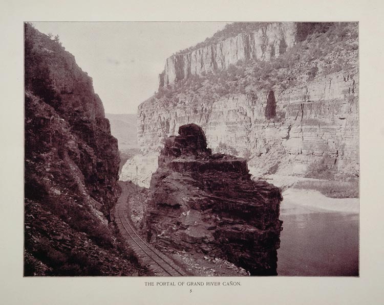 1893 Print Train Track Canyon Grand River Colorado - ORIGINAL AW
