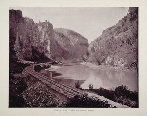 1893 Print Train Track Echo Cliffs Canyon Grand River - ORIGINAL AW