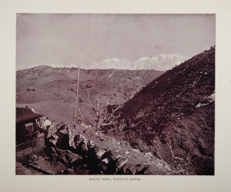 1893 Print Snow Mount Nebo Wasatch Range Mountain Utah - ORIGINAL AW