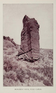 1893 Print Monument Rock Formation Echo Canyon Utah - ORIGINAL AW