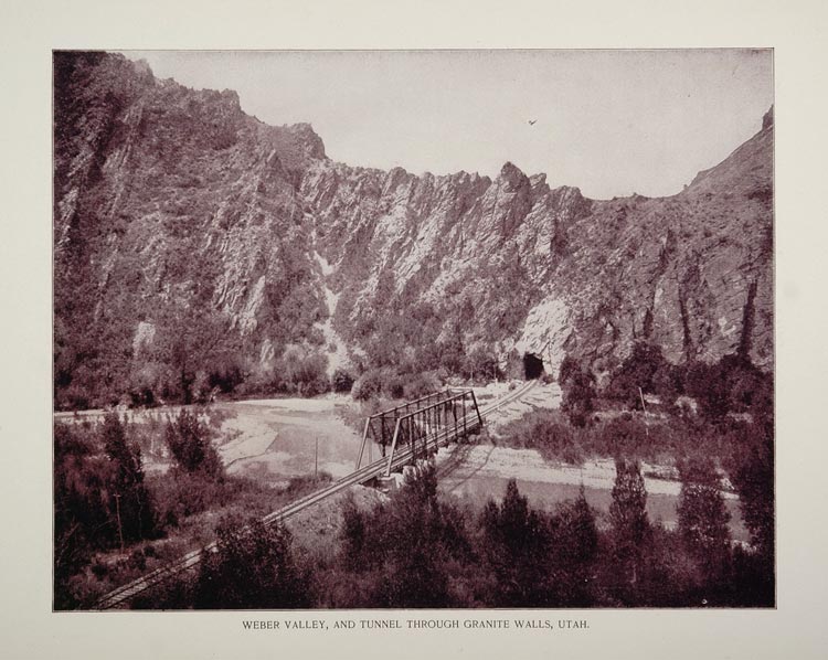 1893 Print Train Trestle Tunnel Weber Valley Utah Buel - ORIGINAL AW