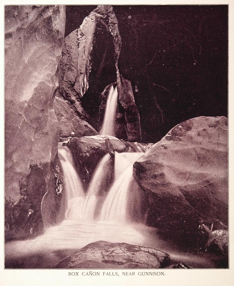 1893 Print Box Canyon Falls Waterfall Gunnison Colorado - ORIGINAL AW