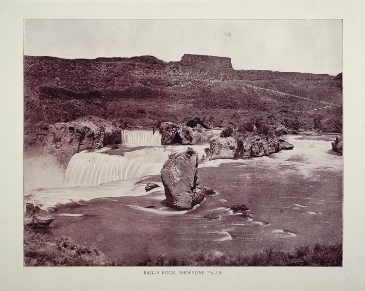 1893 Print Eagle Rock Shoshone Falls Snake River Idaho - ORIGINAL AW