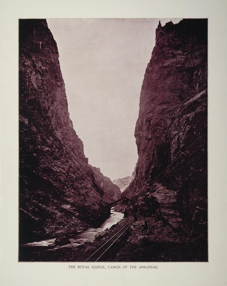 1893 Print Royal Gorge Canyon Arkansas River Colorado - ORIGINAL AW