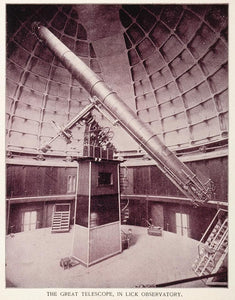 1893 Duotone Print Telescope Lick Observatory San Jose - ORIGINAL AW